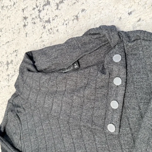 NWT- Rafaella Dark Heather Gray Cowl Neck Top Button Sweater Sz XL - Picture 8 of 12